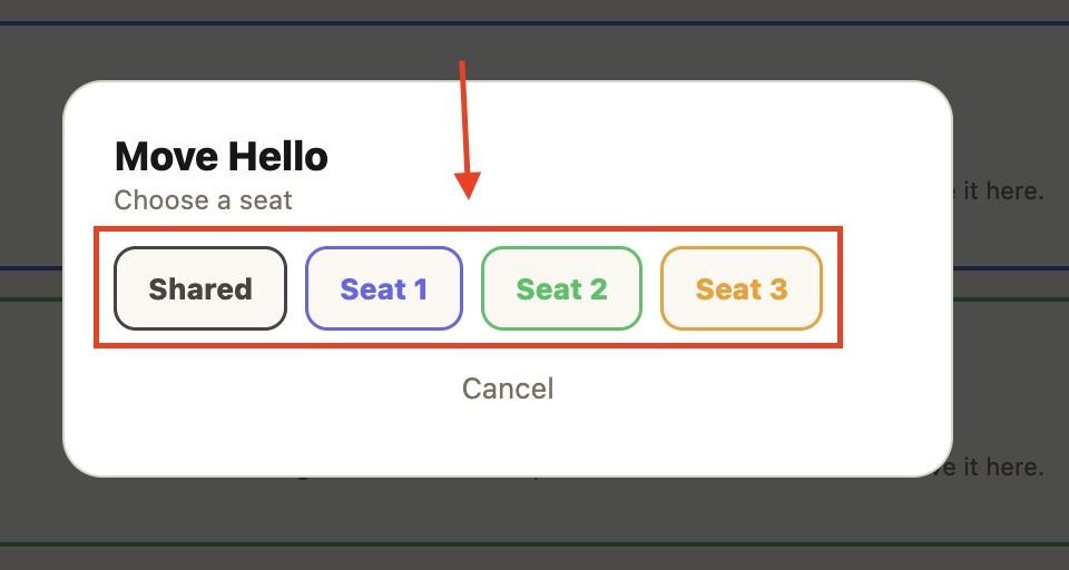 Pick which seat you want to move it to.