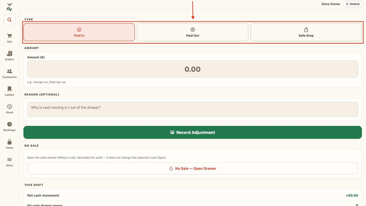 Select the type of adjustment being made.