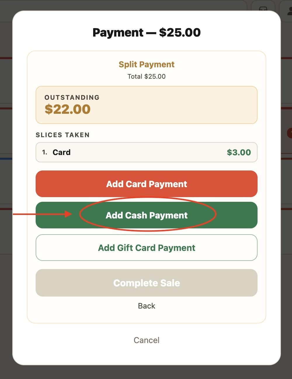 Then, pick how the rest of the payment will be made.