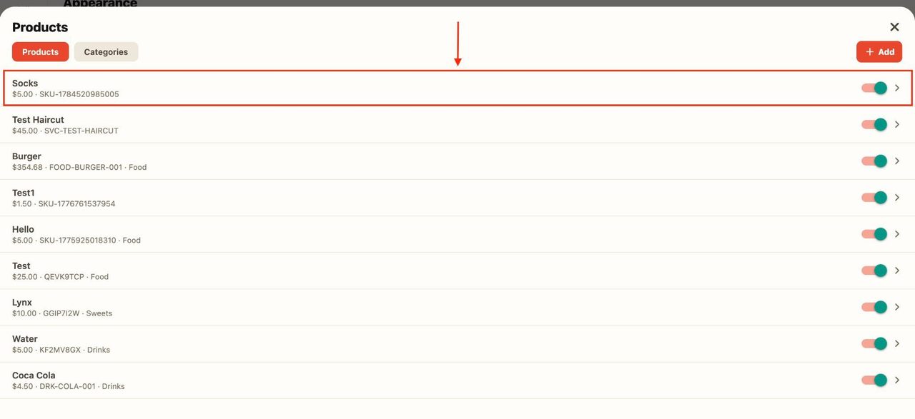 The newly added product will now appear at the top.