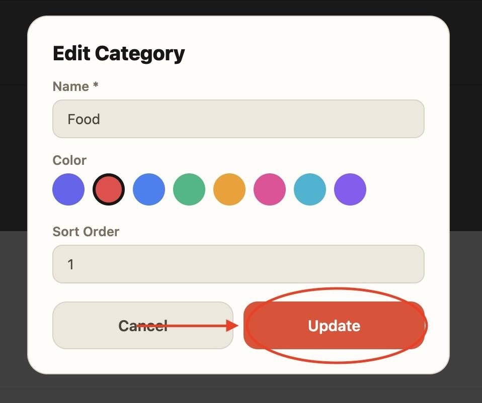 Once done, press ‘update’.