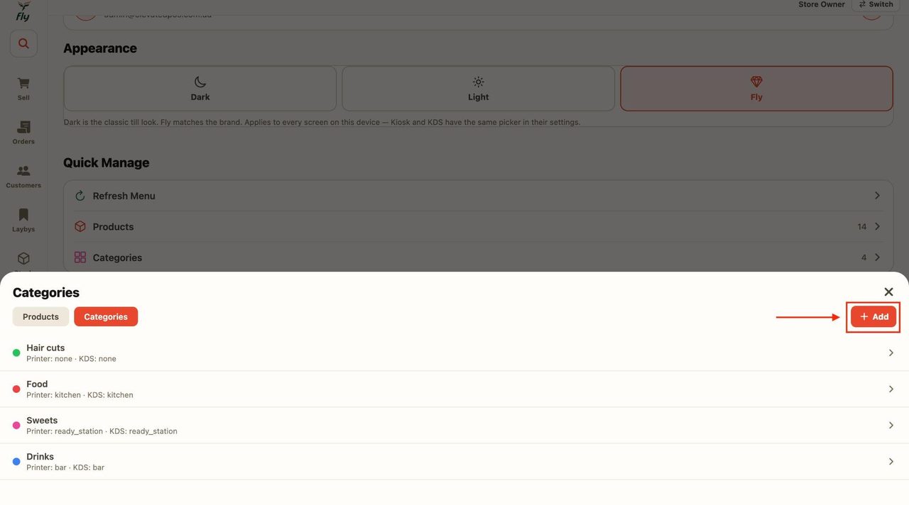 To add a new category, press ‘Add’.