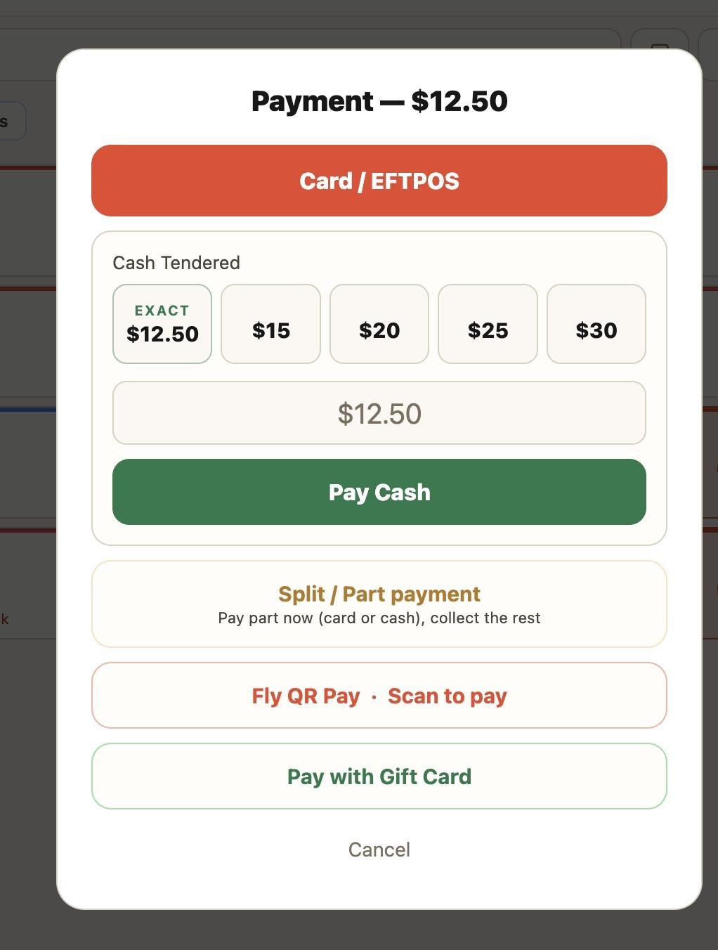 Pick the desired method of payment.