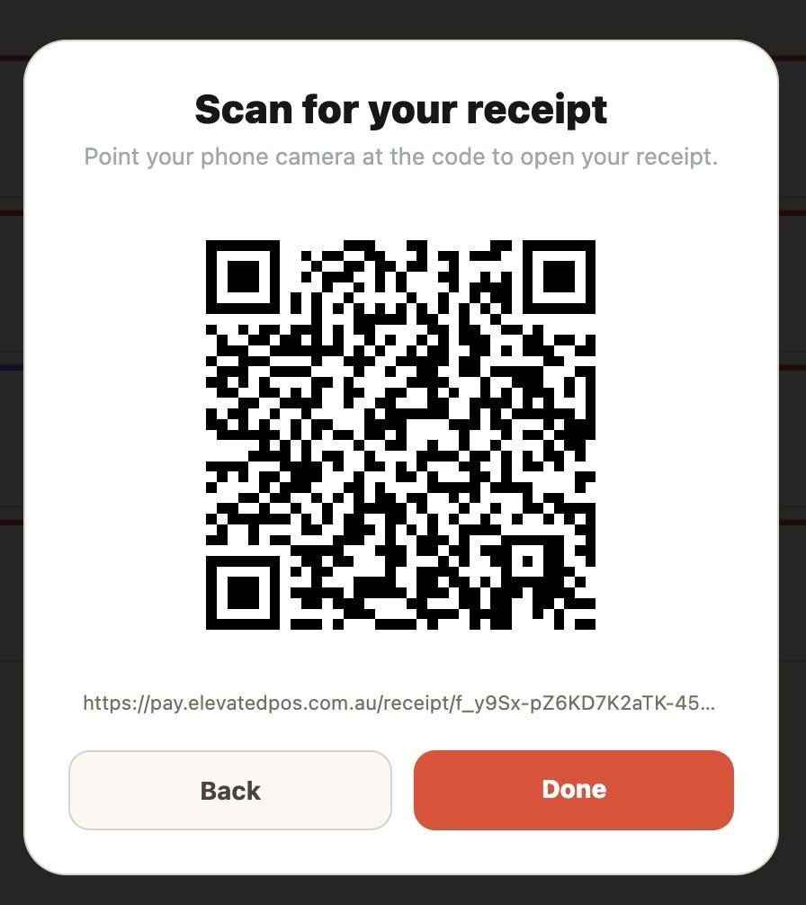 The QR code will appear as such and allow the customer to scan it.