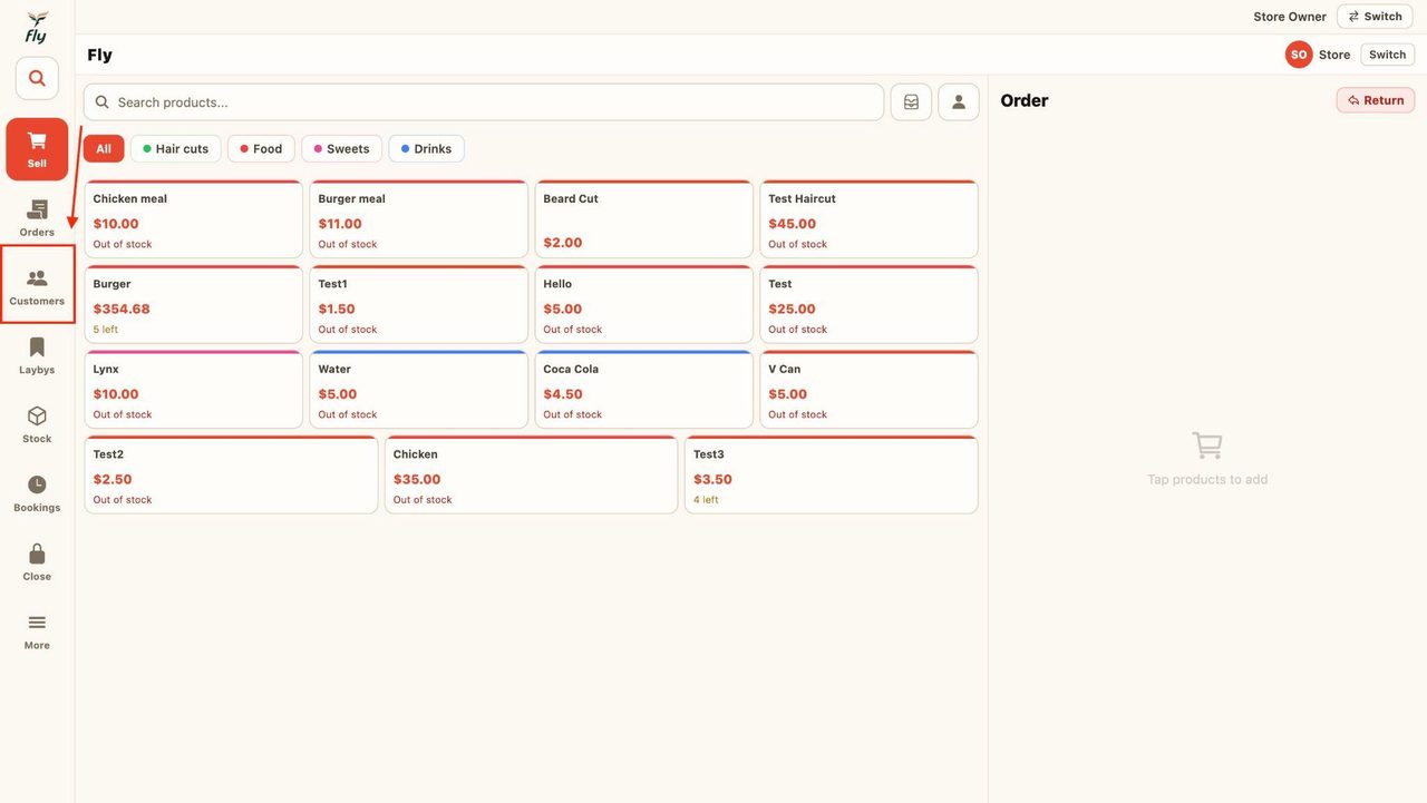 Locate ‘Customers’ in the sidebar.