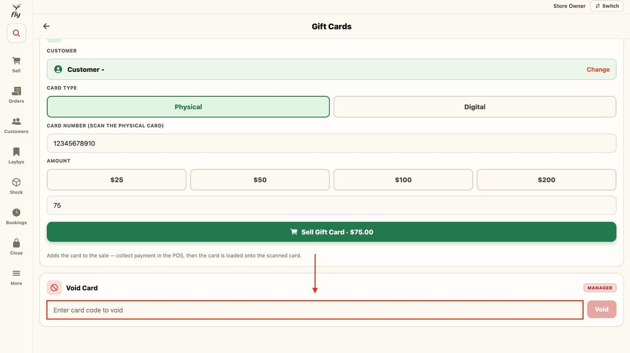 Enter the gift card code in the space below.