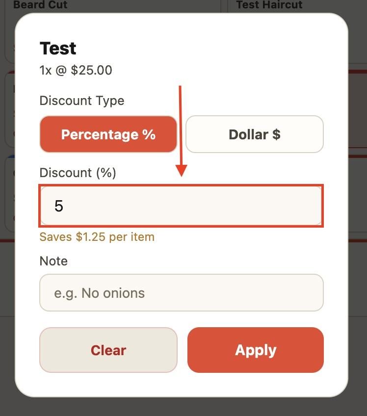 A. When selecting a percentage discount, enter the percentage.