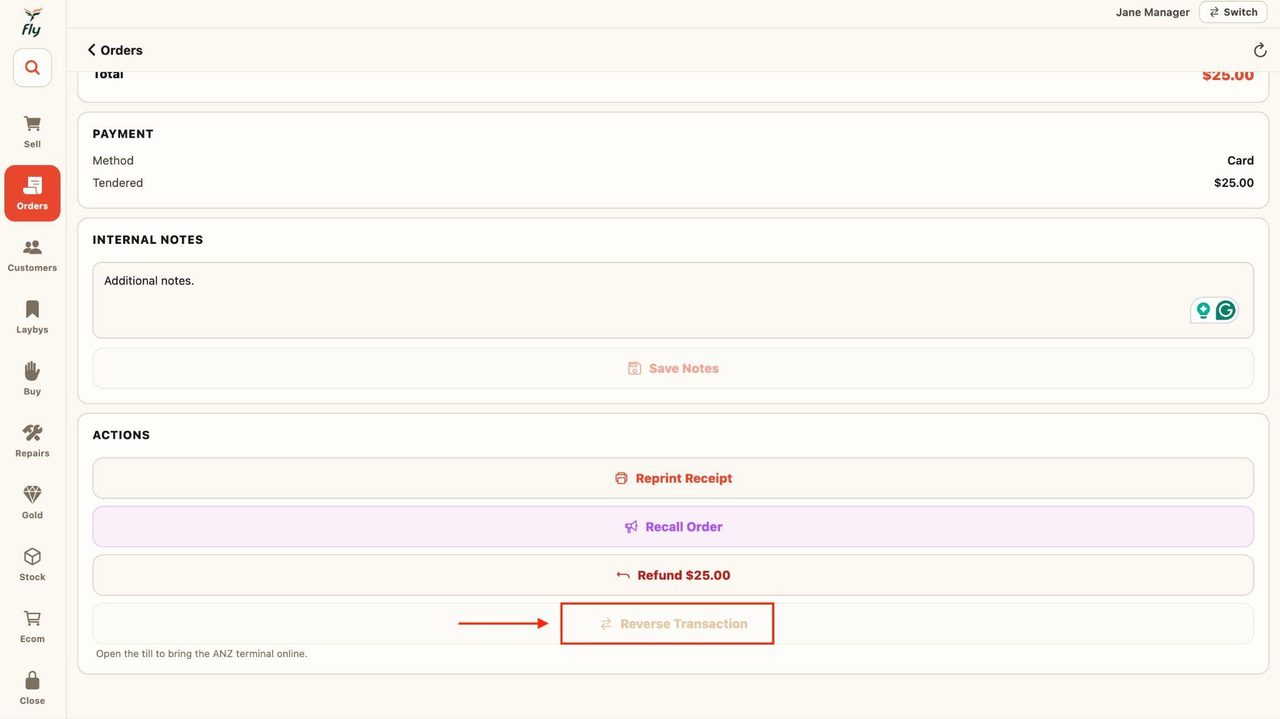 To reverse a transaction for the customer, simply press the last button.