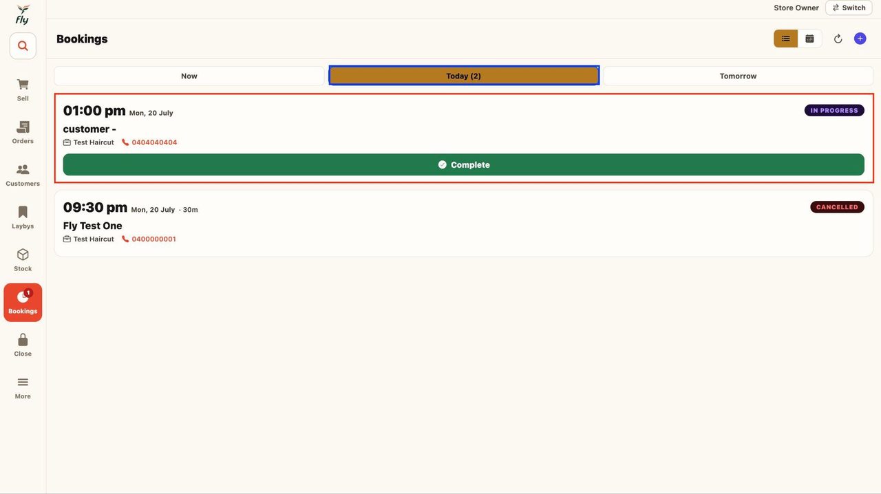 23. This will move the appointment to the ‘Today’ tab.