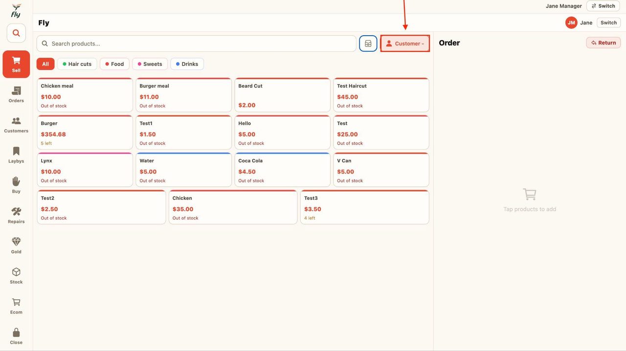 To deselect a customer, press on them again.