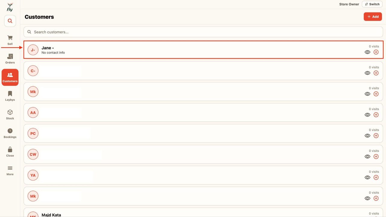 10. The customer will now appear at the top of the list.