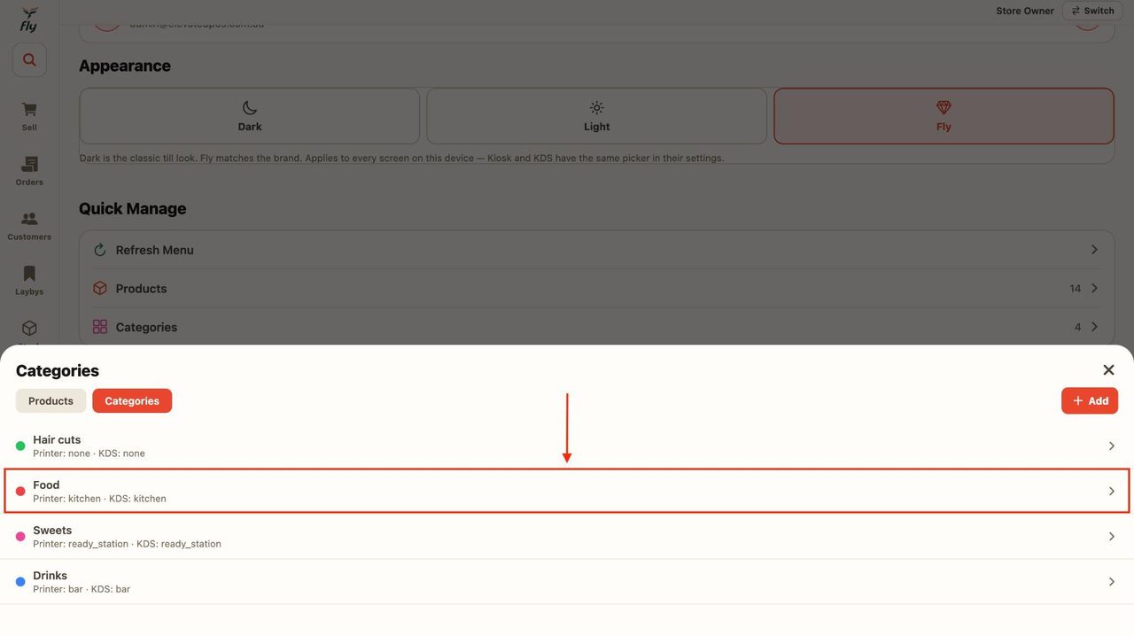 To edit a category, simply press on it.