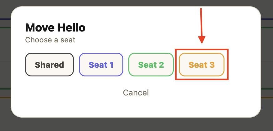 Select the new section you want to move it to.