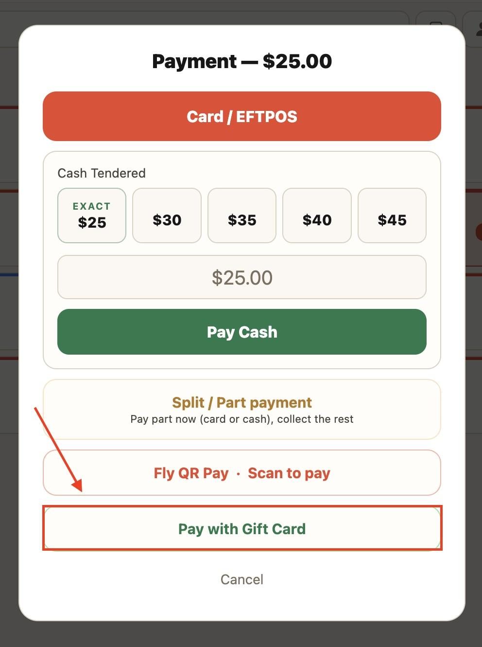 Pick the gift card option.