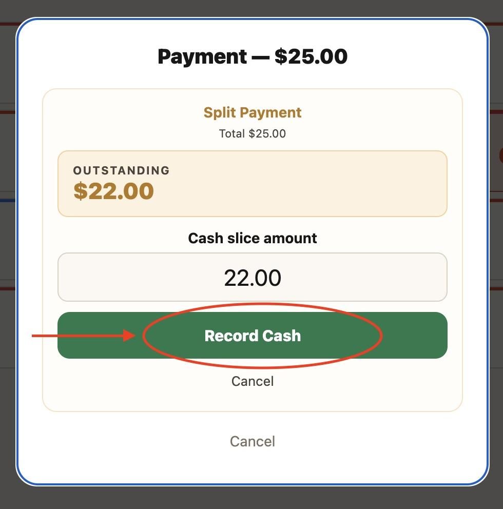 Press ‘record cash’.