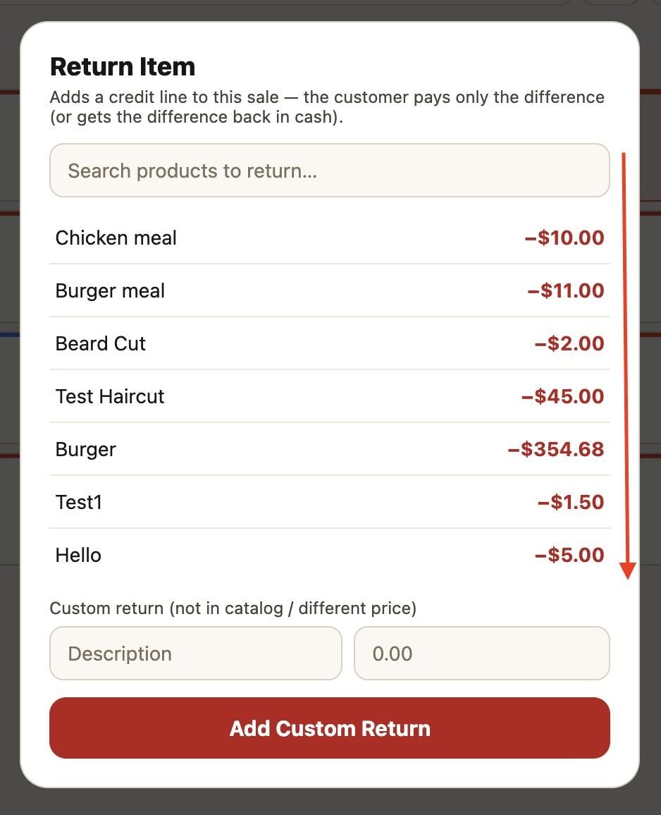 Scroll down to find the desired item.