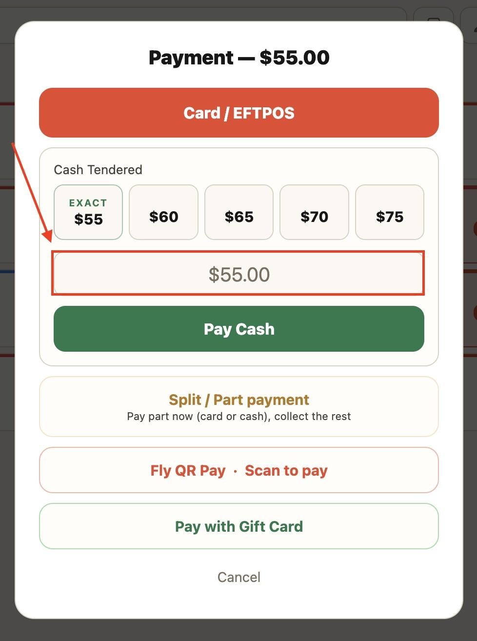 To enter an amount manually, use the space below.