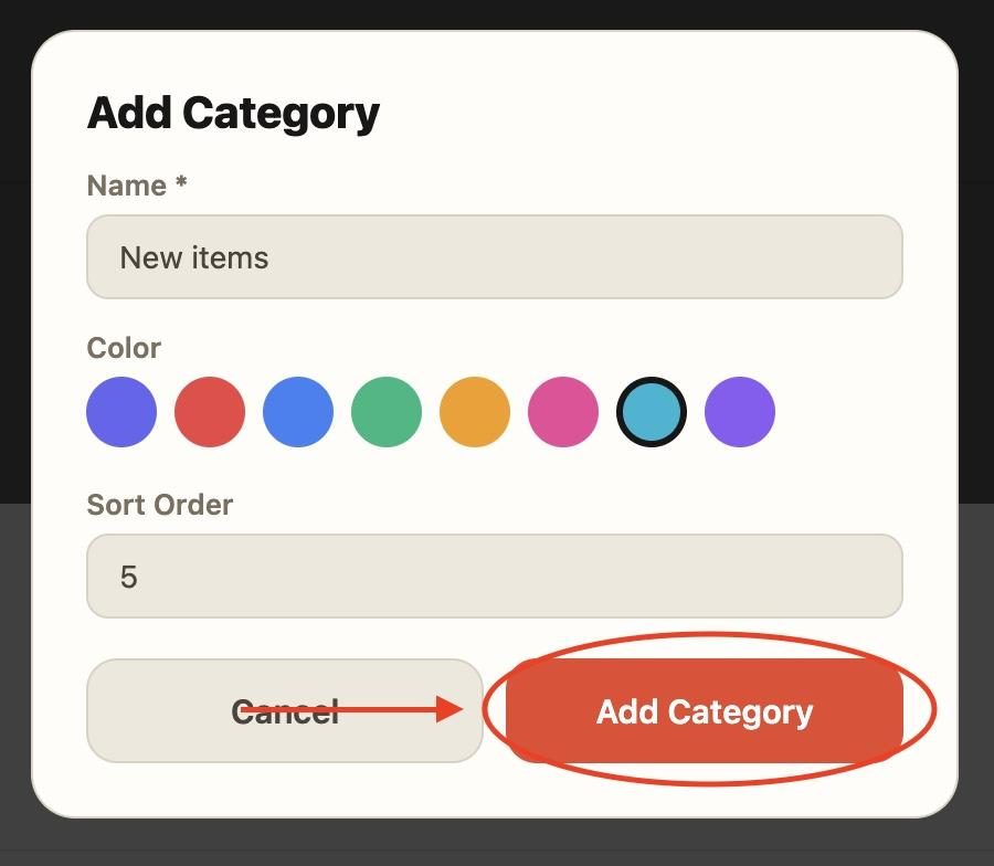 Once done, press ‘Add category’.
