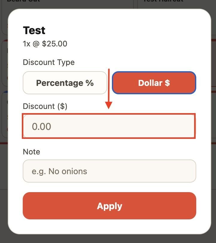 A. When selecting a dollar discount, enter the amount in the space below.