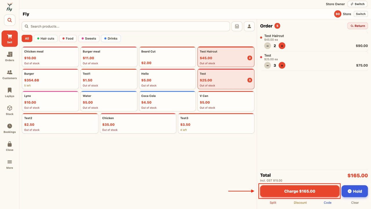 Then you can charge the payment (which will be the first half of however many instalments have been picked).