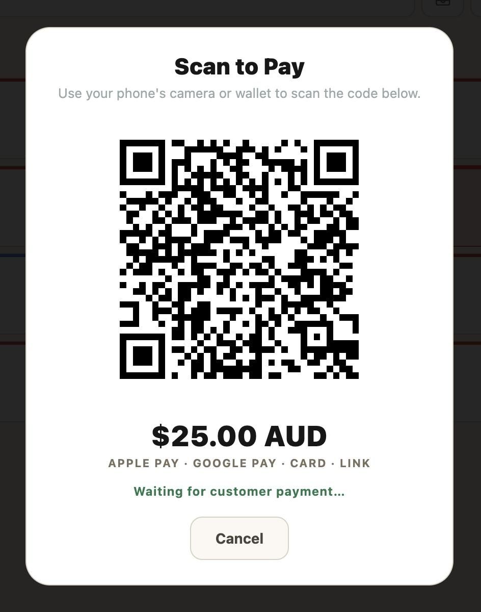 The customer then simply scans the QR code using their phone to make the payment.