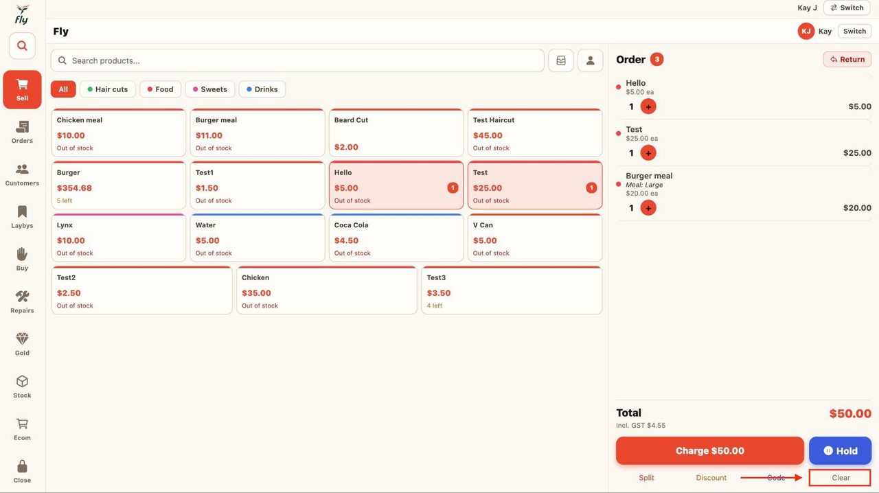 To clear all the items from the list, simply press the button at the bottom.